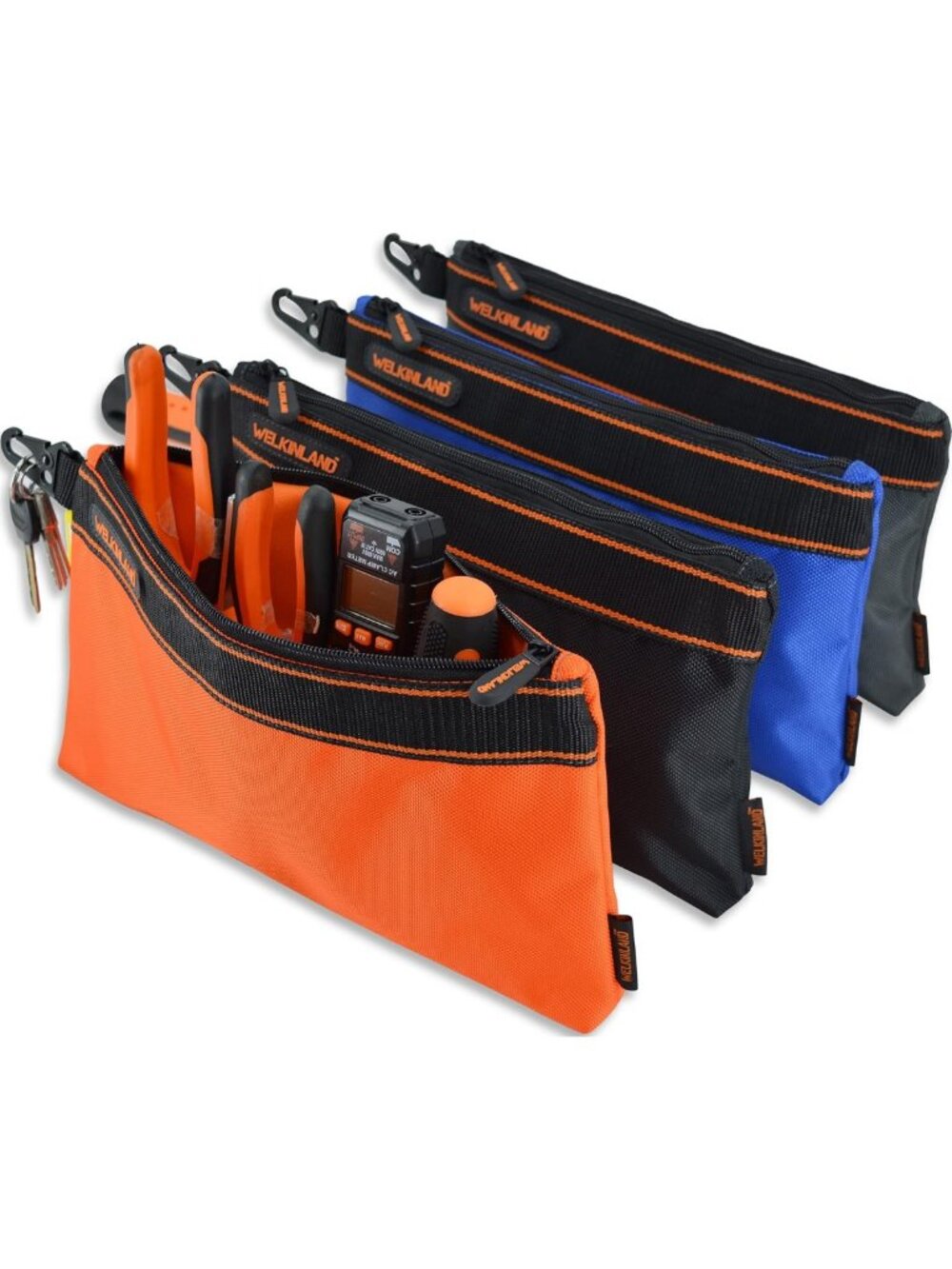 4-Pack Heavy Duty Tool Pouches with Clip - 13-Inch Small Storage Organizer